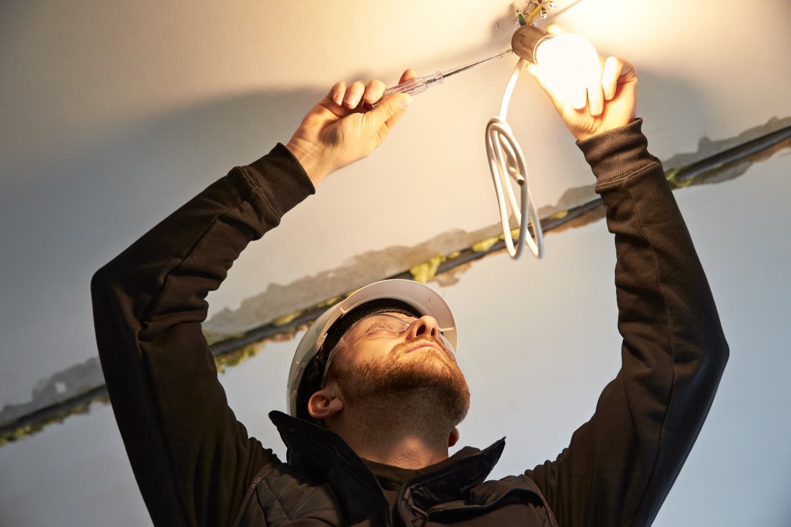 Residential electrician at work
